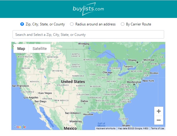 Buylists.com Geography Selector