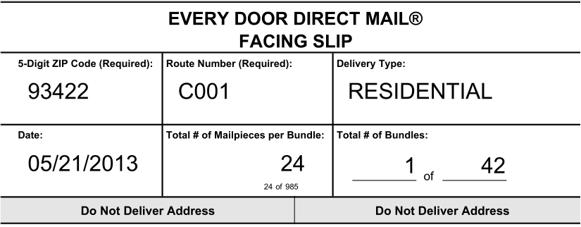 EDDM Facing Slip