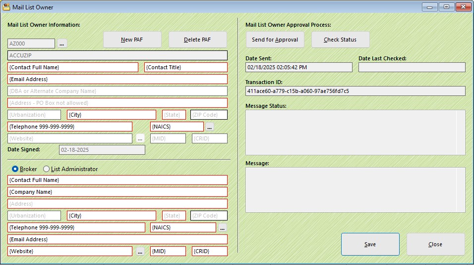 Complete all sections highlighted with a red border
