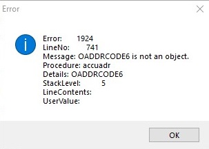 oaddrcode6 is not an object