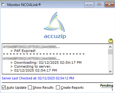 PAF Expired message during NCOALink processing