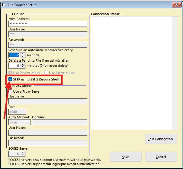 Check the SFTP box and click Save