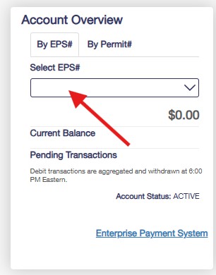 Find your Permit or EPS Account number on the homepage of the Business Customer Gateway