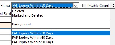 Show PAFs That Expire in 30 Days