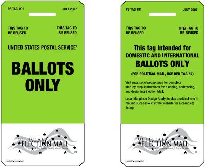 Green Tag 191 for Ballot Mail