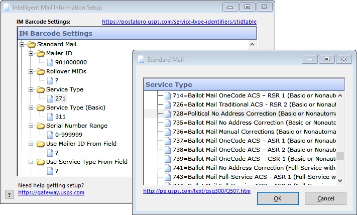 Intelligent Mail Setup Service Types for Political and Election Mail
