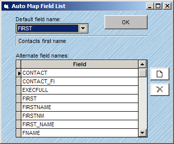 Automap Fields Window