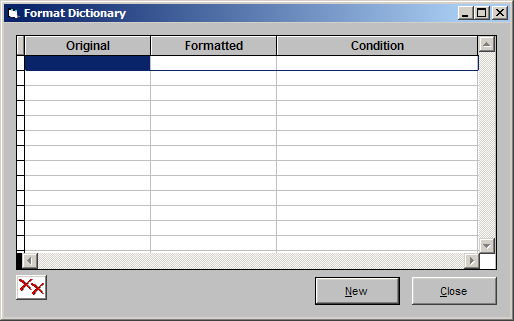 Format Dictionary Window