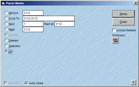 Parse Name Window