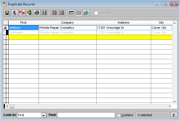Review Duplicates Window