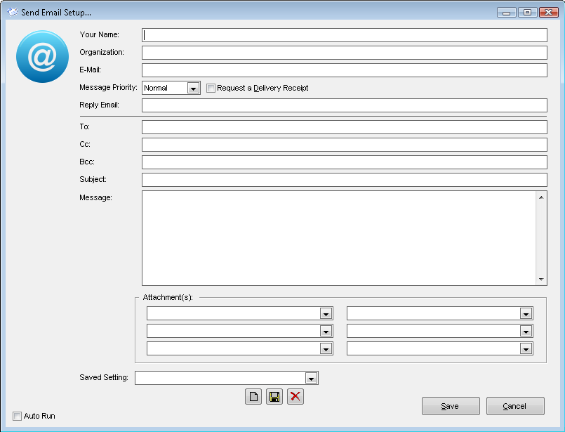 Send Email Setup Window