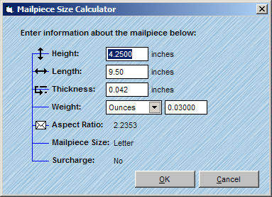 Mailpiece Size Calculator