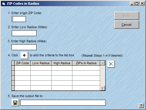 ZIP Codes in Radius Window