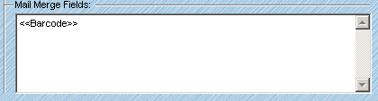 Mail Merge Fields Area with Barcode Assigned